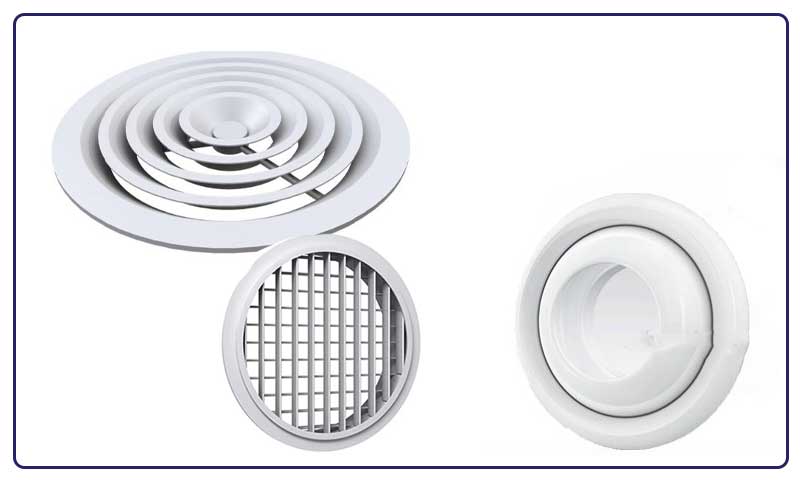 معرفی انواع دریچه های گرد پلاستیکی و آلومینیومی مدرن ساختمان